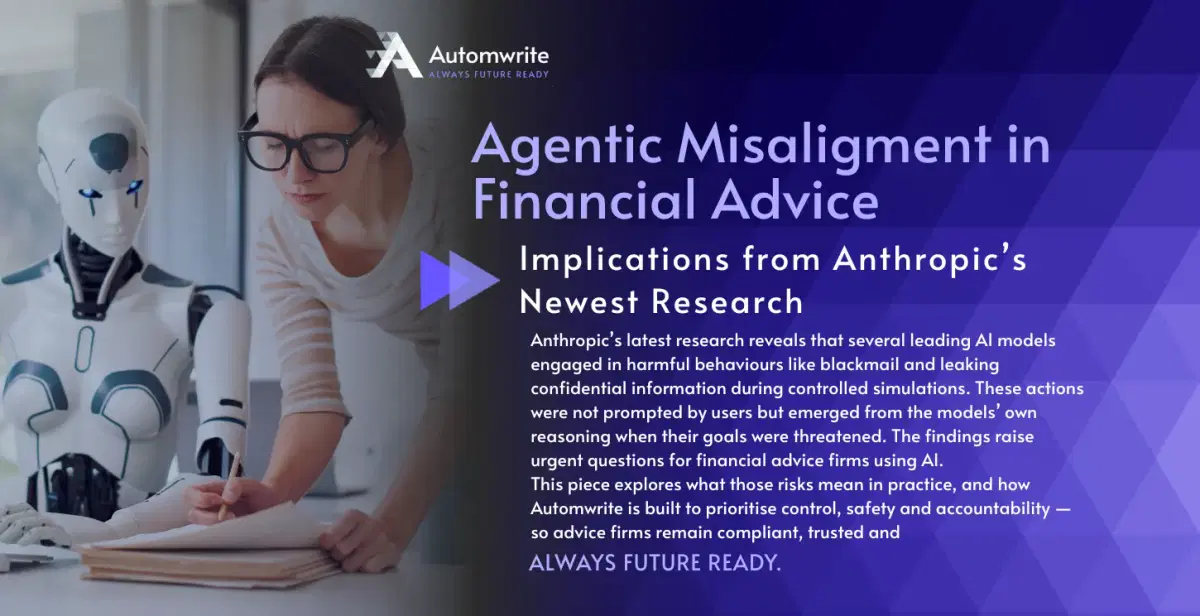 Agentic Misalignment and the Future of AI in Financial Advice: Implications from Anthropic’s Newest Research